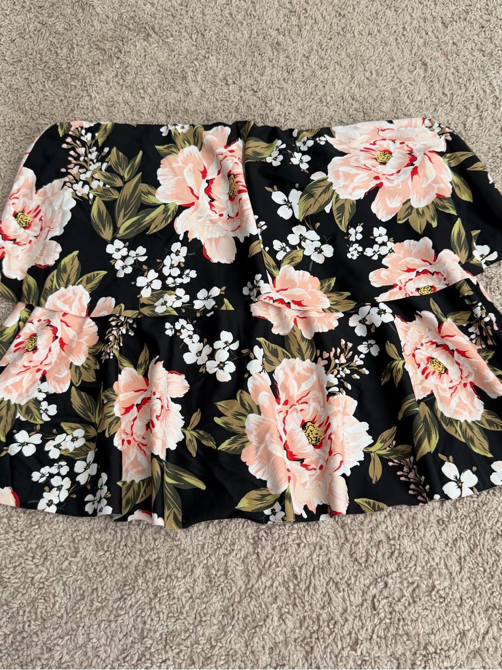 Kona Sol Black Tankini with Peach Floral Pattern